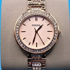 Woman's ROSE GOLD FOSSIL WATCH - NEW BATTERY - RARE SBT-1491